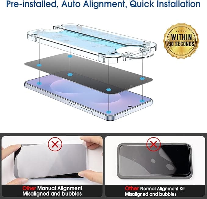amFilm Auto-Alignment OneTouch Privacy Screen Protector for Samsung Galaxy S25 Edge